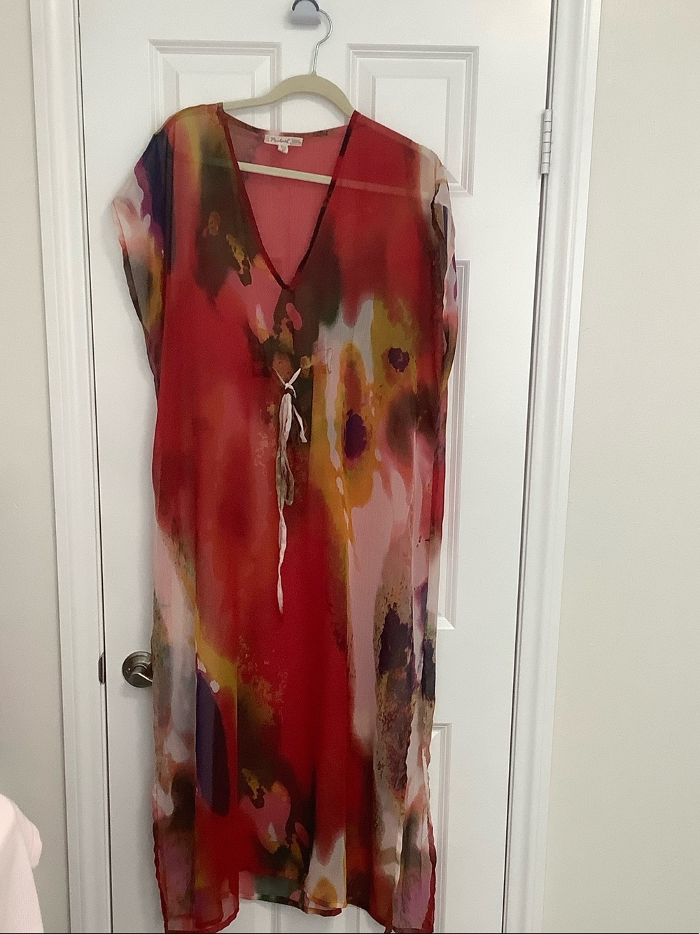 Michael Stars Red & Multi-Color Watercolor Maxi Dress
